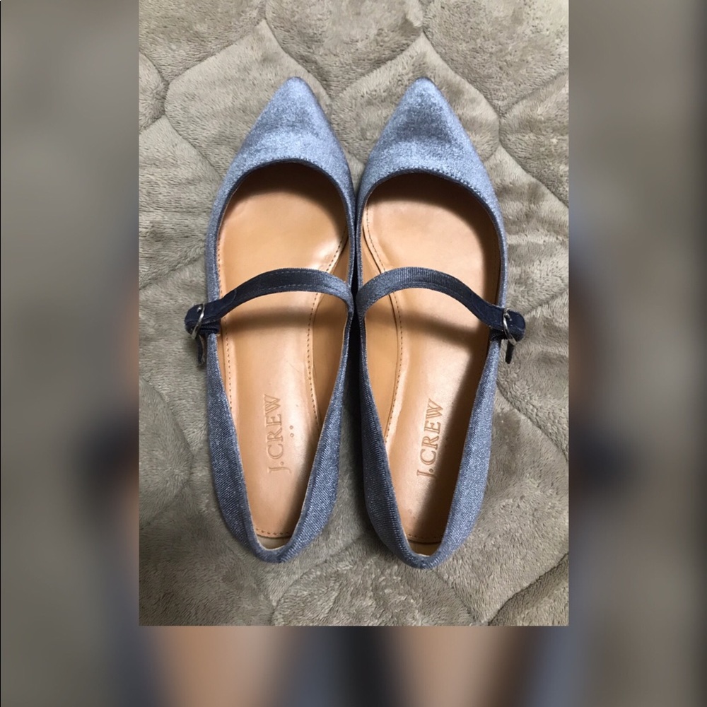 J. Crew pointed light blue flats.